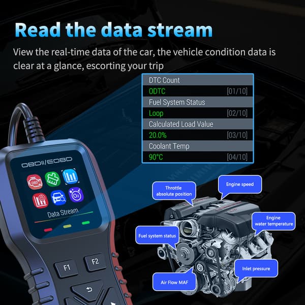 INF Motor Diagnostic OBD2 Scanner - Check Engine Light Reader