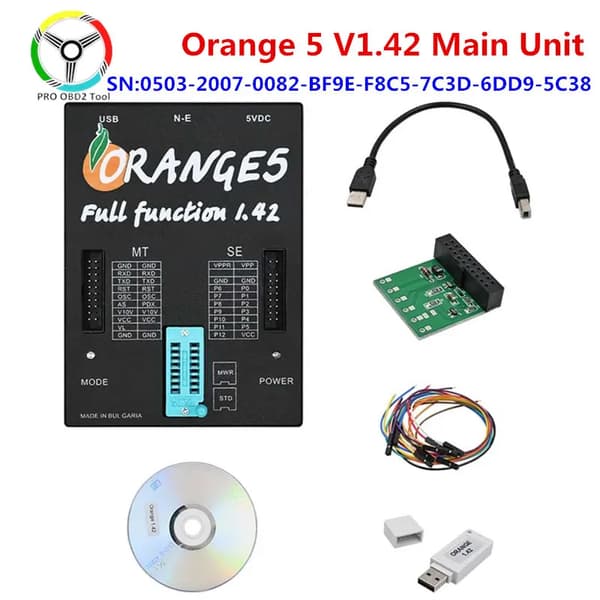 Oranssi 5 ECU-ohjelmoija, V1.38 laiteohjelmisto, moniprotokollatuki,Pääyksikkö V1.42