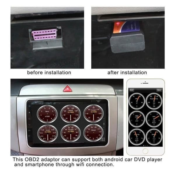 OBD2 felkodsläsare - INF - WiFi - Kompatibel med iOS - Bildiagnos - Svart