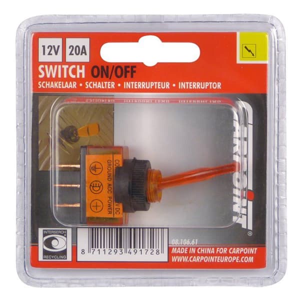 -På/av- brytare. 12V 20A -orange-