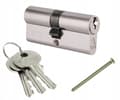 Miniatyrbillede 1 af 3: Cylinderindsats 30/30 mm Satineret nikkel + 3 nøgler