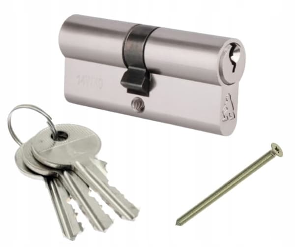 Cylinderinsats 30/30 mm Satinerad nickel + 3 nycklar