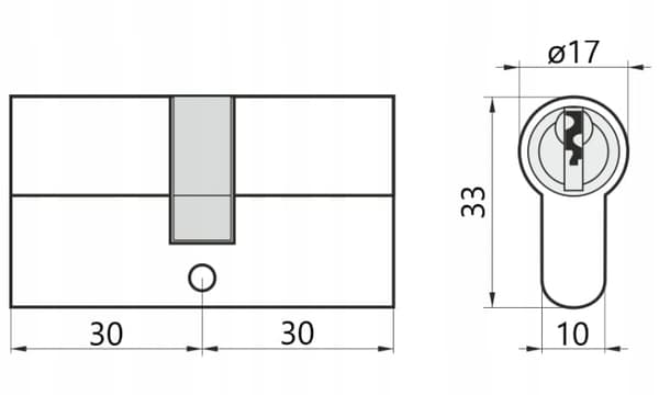 Oven lukkopesä messinkiä 30/30 mm + 3 avainta
