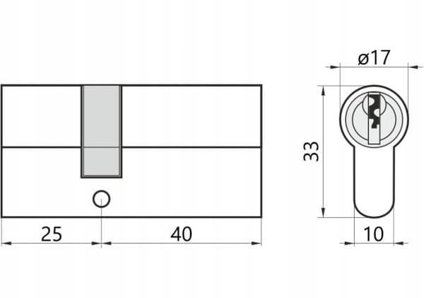 Oven lukkopesä messinkiä 25/40 mm + 3 avainta