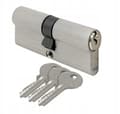Miniatyrbillede 2 af 4: Satin cylinderlåsindsats 30/40 mm + 3 nøgler