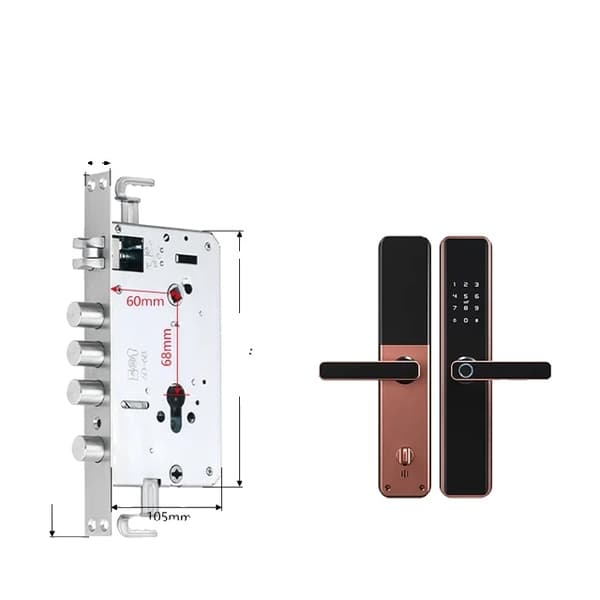 Smart lås, Vattentät, Fingeravtrycksigenkänning, Cylindrisk mortise Cylindrical mortise