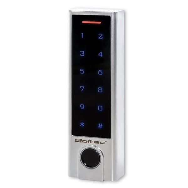 Qoltec 52449 Kodelås PROTEUS med fingeraftrykslæser | RFID | Kode | Kort | nøglesender | Dørklokke | IP68 | EM