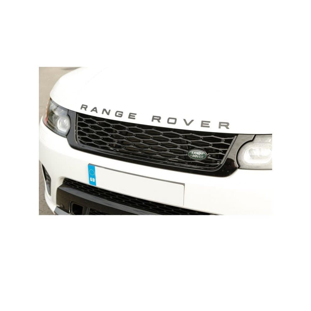 Gloss Glans Carbon Fibre RANGE ROVER Front Fr�mre Grill Bonnet Hatta Badge Emblem Bonnet Hatta And Back Boot Lettering Badge (Pack of 2)