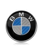BMW Carbon Fibre Blue/White Rear Bak- Boot Lid 74mm Badge Emblem
