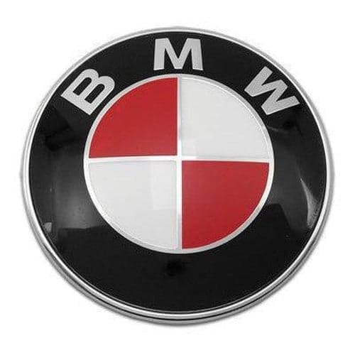 Red/White BMW Badge Bonnet Emblem 74mm