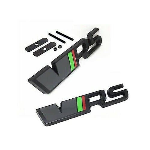 BLACK VRS 3D Front Grill And Rear Boot Emblem Badge Kit For Skoda Fabia Octavia