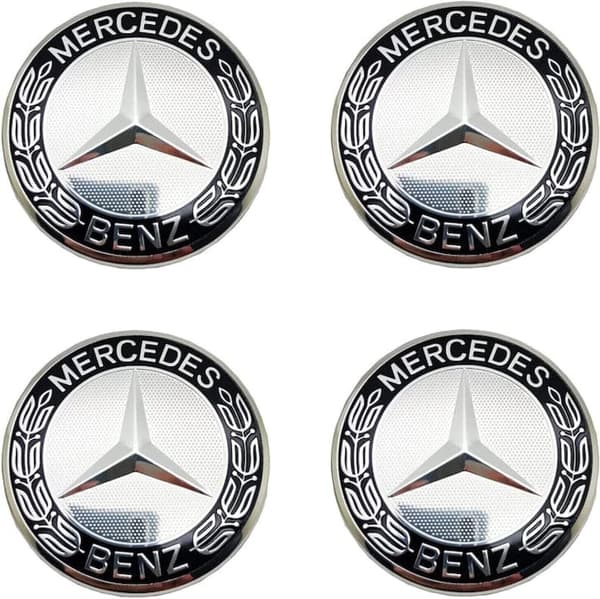 Silver/Black Mercedes Benz Wheel Center Caps Hub Badges 75mm 4 PCS For A B C E S G CLASS CLA CLS SLK ML AMG