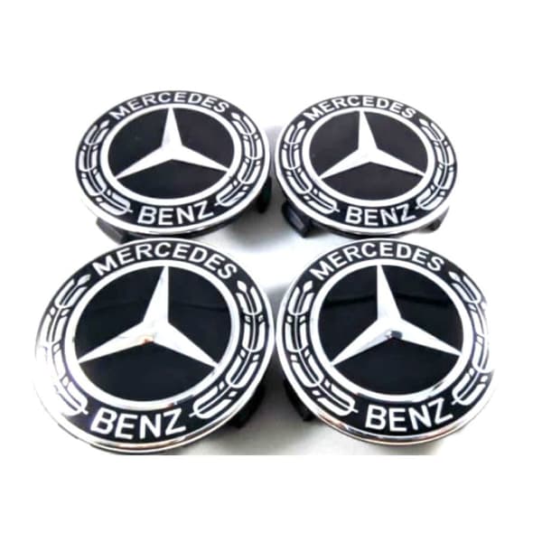 Black/Silver Mercedes Benz Wheel Center Caps Hub Badges 75mm 4 PCS For A B C E S G CLASS CLA CLS SLK ML AMG