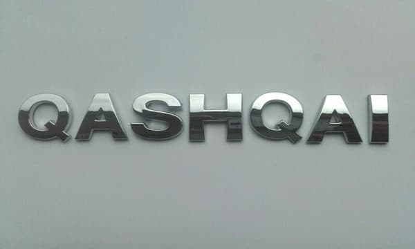 Chrome 3D Car Letters Self-adhesive boot badge emblem sticker Spelling QASHQAI