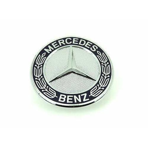 Silver/Black Mercedes Bonnet Benz Laurel Bonnet Emblem Badge 57mm