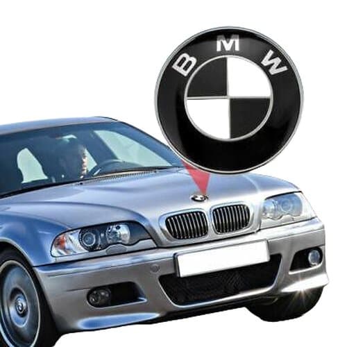 White/Black BMW 74mm Grill Badge Bonnet Emblem