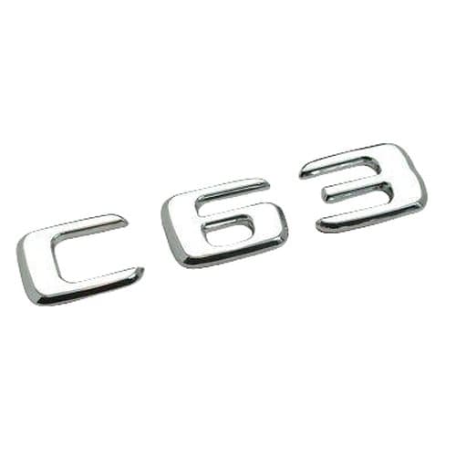 Silver Chrome C63 Car Letter Number Rear Boot Badge Emblem For Mercedes Benz