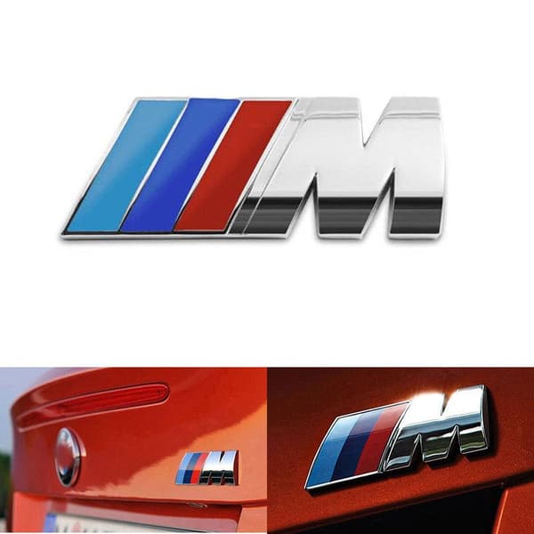 Silver Chrome BMW M Letters Rear Boot Lid Trunk Badge Emblem For E81 E82 E87 E88 F20 F21 F52 90mm x 30mm