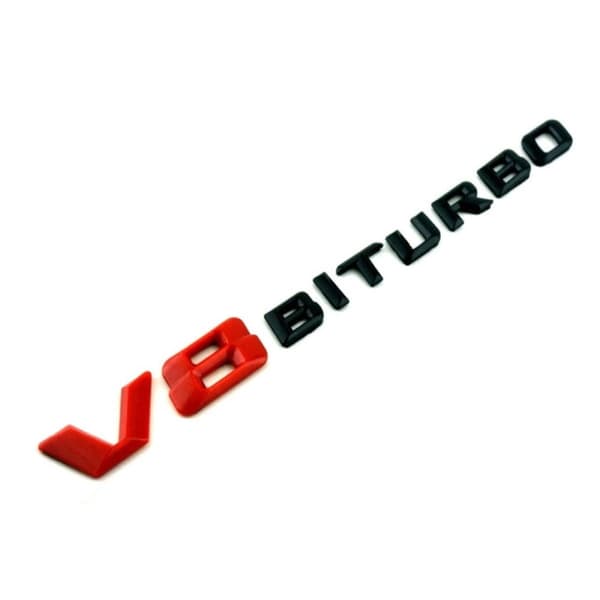 Gloss Red/Black Mercedes Benz Rear Fender Front Grill Bonnet Badge Emblem Boot For V8 Biturbo