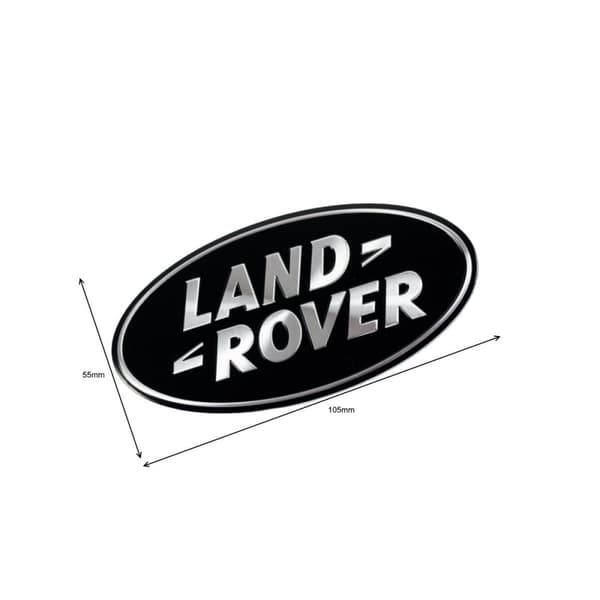 Gloss Black/Chrome Land Rover Front Grill Bonnet Badge Emblem Bonnet Rear Boot Tailgate Badge (Pack of 2) (55×105 mm)