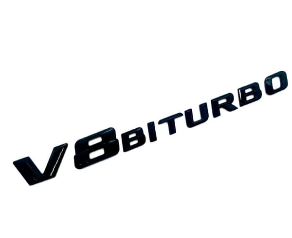 Gloss Black Mercedes Benz V8 BITURBO Side Wing Badge CLK55 ML55 SLK55 SL66 S55