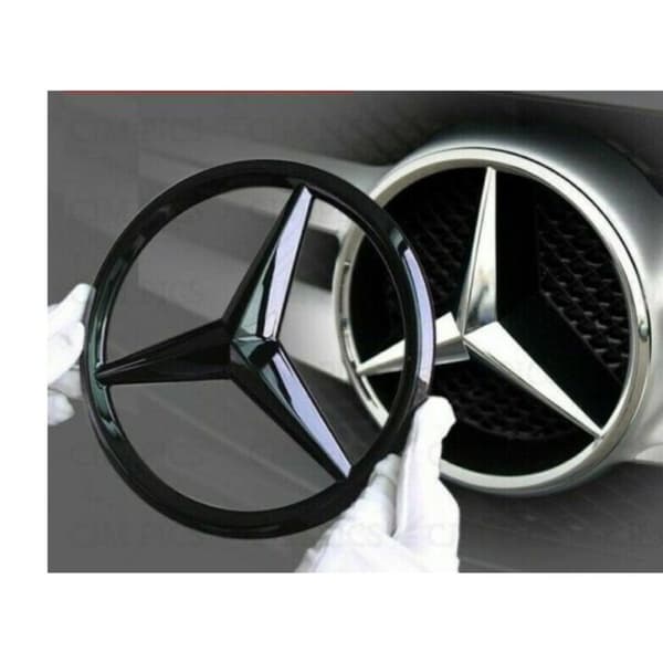 Gloss Black Mercedes Benz 3 Point Star Emblem Badge 187 mm For CLA Class C117 W117 2013+