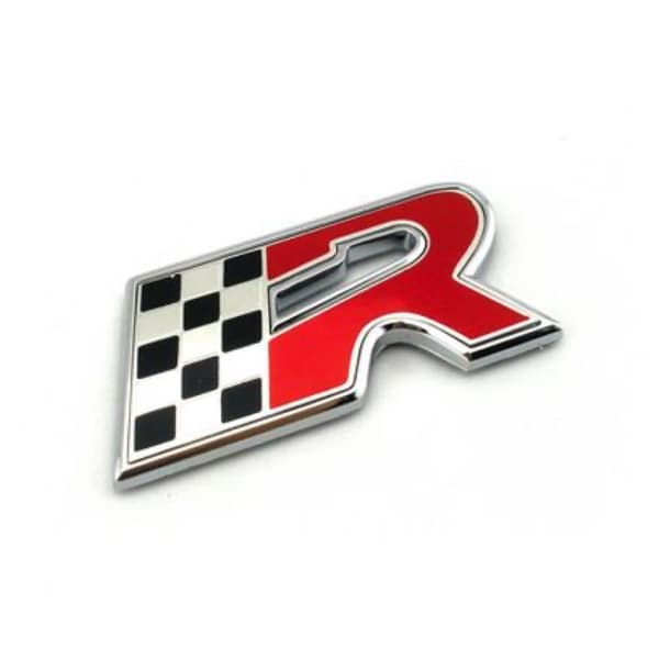 Chrome Seat Flag R Car Emblem Badge Sticker Lettering 58mm x 28mm