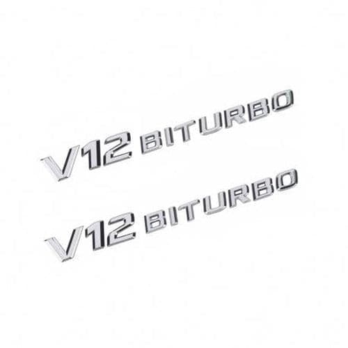 Chrome Mercedes Benz V12 BITURBO Side Wing Badge CL AMG G Wagon SL AMG S Class