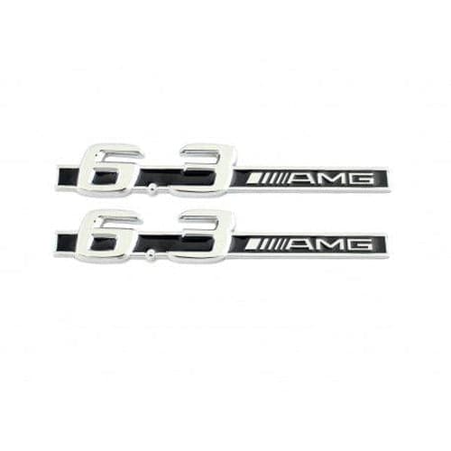 Chrome Mercedes Benz 6.3 AMG Side Wing Badge - C63 CL63 CLS63 CLK63 E63 ML63 R63 S63 SL63 AMG (Pack of 2)