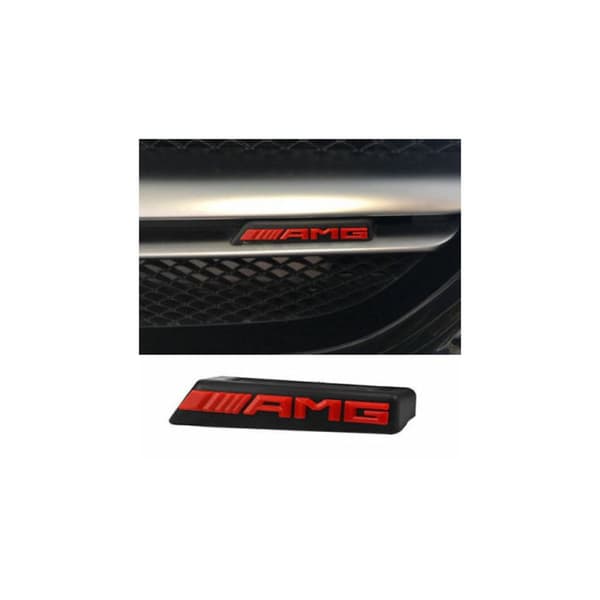 Black/Red Mercedes AMG Front Grill Bonnet Badge Emblem Bumper Grill Badge Emblem 85mm x 15mm