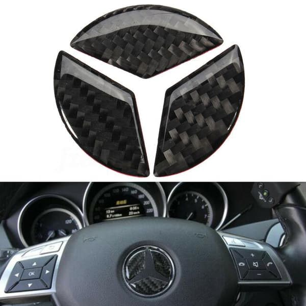 45mm Carbon Fiber Mercedes Benz Steering Wheel Sticker Decal Emblem Badge