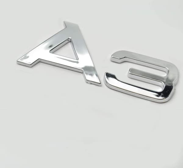 Chrome A3 rear boot lid lettering badge emblem for Audi.