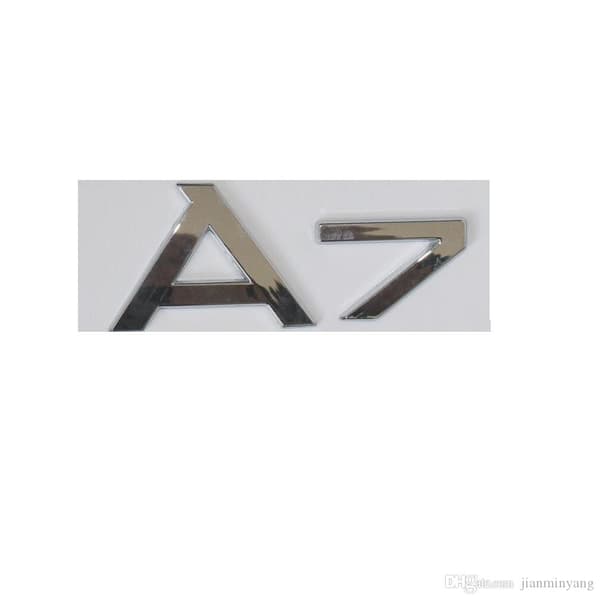 Chrome A7 rear boot lid lettering badge emblem for Audi.