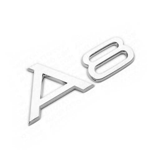 Chrome A8 rear boot lid lettering badge emblem for Audi.