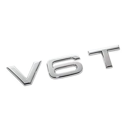 Chrome V6T rear boot lid lettering badge emblem for Audi.
