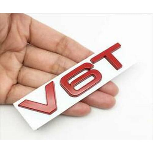Red V6T rear boot lid lettering badge emblem for Audi.
