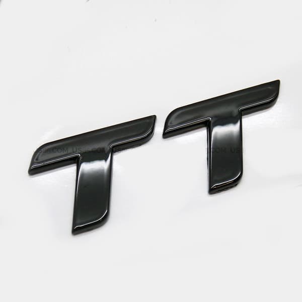 Black TT Rounded Rear Boot Lid Lettering Badge Emblem For Audi.