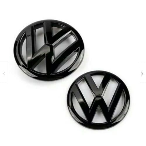 Gloss Black Front Grill & Rear Badge Emblem Set For VW Volkwagen Polo 6C MK5 2014-2017