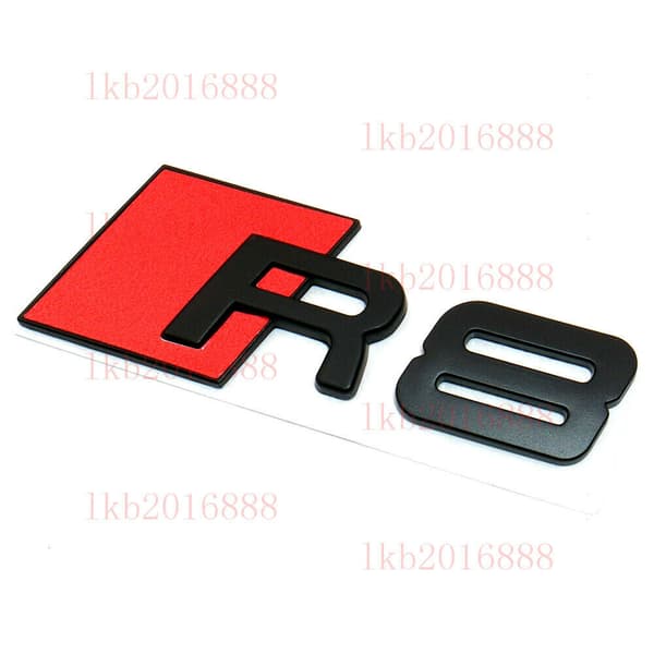 Audi Matt Black / Red METAL R8 Rear Boot Badge Emblem Lid Trunk Stick On