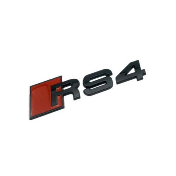 Audi Matt Black / Red METAL RS4 Rear Boot Badge Emblem Lid Trunk Stick On