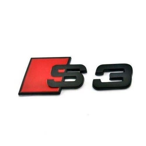 Audi Matt Black / Red METAL S3 Rear Boot Badge Emblem Lid Trunk Stick On