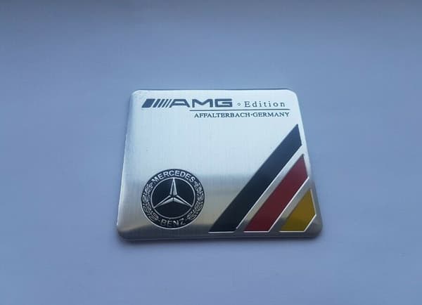AMG Mercedes Affalterbach Aluminium Badge Emblem 60mm x 55mm.