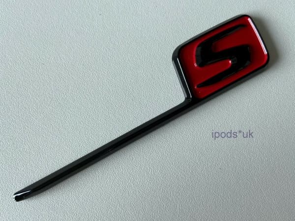 MERCEDES BENZ S GLOSS BLACK & RED AMG REAR BOOT BACK BADGE EMBLEM