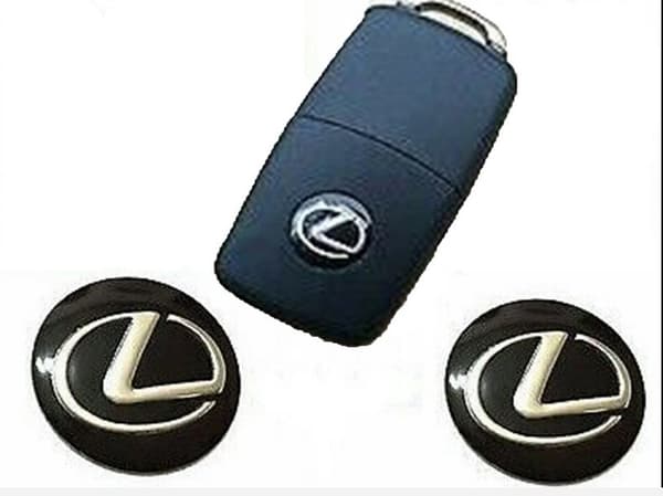 2x NEW Remote Key Fob Badge Emblem Sticker Logo for Lexus in Black - 14mm