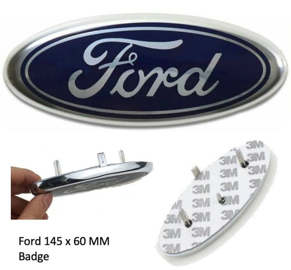 Ford Badge Oval Blue/Chrome 145x 60mm Front/Rear Emblem Focus Mondeo Transit