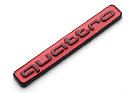 Audi Quattro Rear Boot Trunk Badge Emblem Black/Red