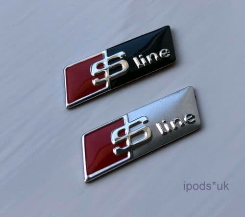 2 x S LINE STEERING WHEEL SELF ADHESIVE BADGE BLACK SILVER AUDI A1 A3 A4 A5 A6