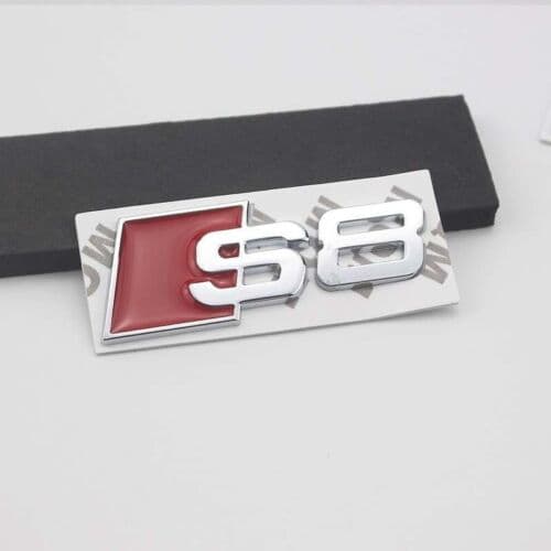 AUDI S8 Lettering Logo Badge Emblem Boot Chrome Sliver