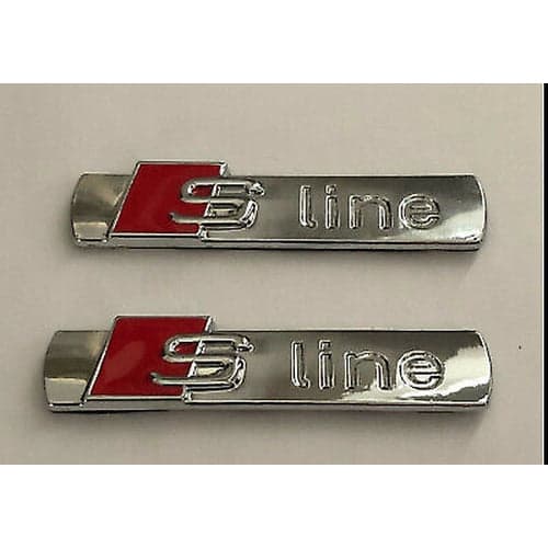 2 X Audi S line Chrome Sliver Badge Rear Boot Emblem Sticker Side Wing Fender