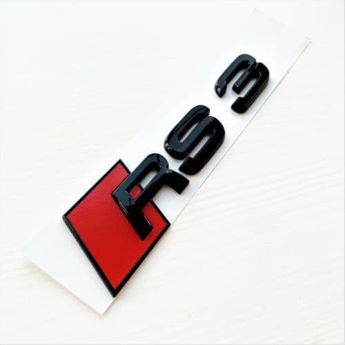 Audi RS3 Gloss Black Rear Boot Trunk Lettering Badge Emblem OEM Size